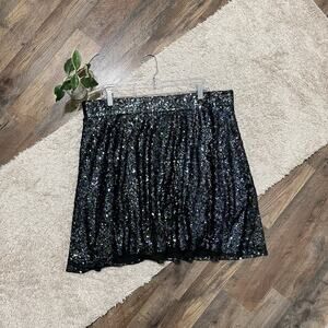 Torrid Size 2X Black Iridescent Sequin High-Rise Lined Pull-On Skater Mini Skirt
